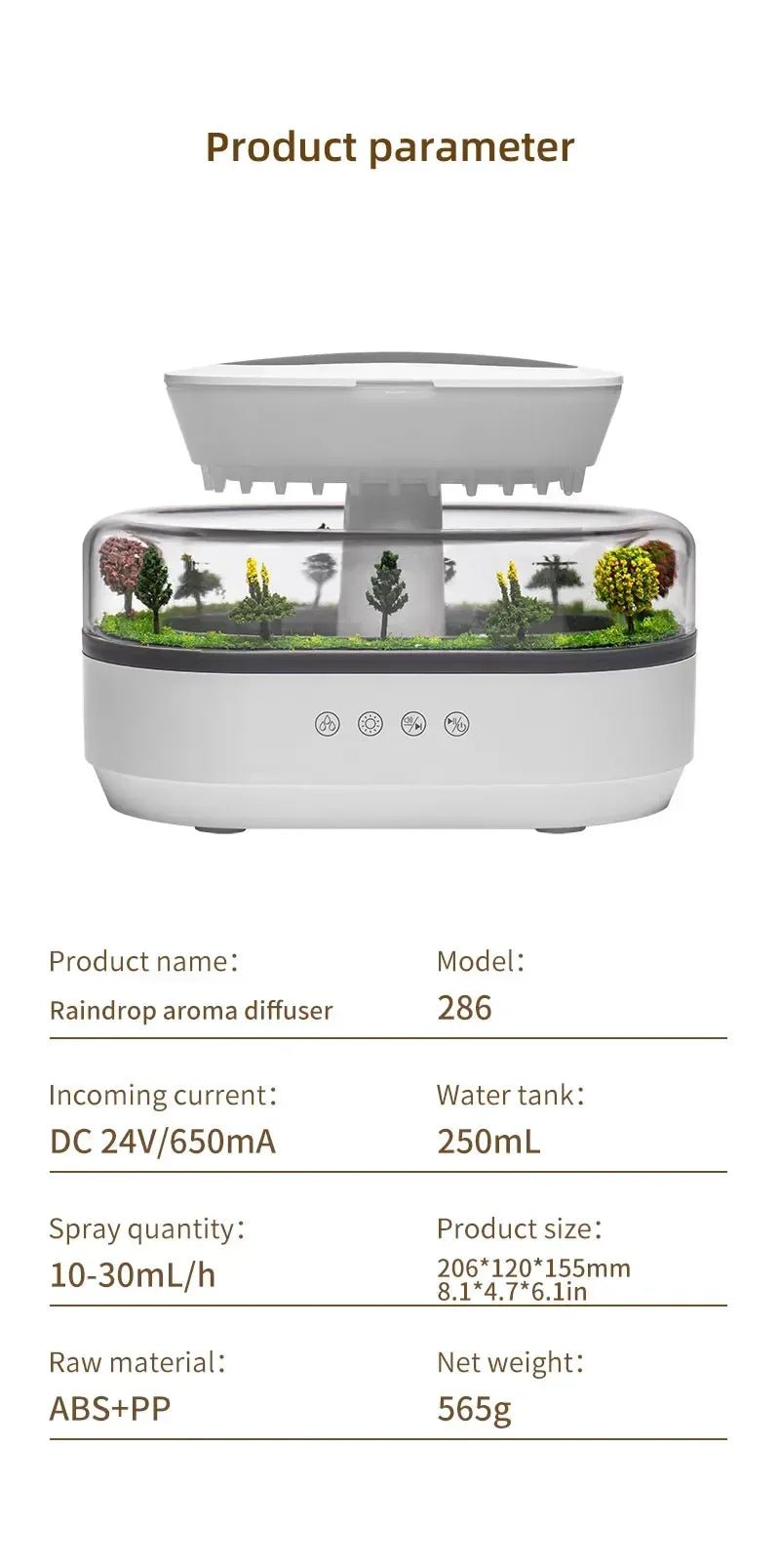 Aroma Humidifier Raindrop Air Humidifier Colorful Light White Noise Essemtial Oil Diffuser Home Ultrasonic Fragrance Diffuser - NeuroLense™