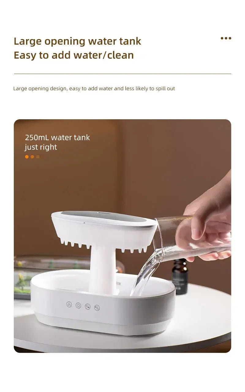 Aroma Humidifier Raindrop Air Humidifier Colorful Light White Noise Essemtial Oil Diffuser Home Ultrasonic Fragrance Diffuser - NeuroLense™