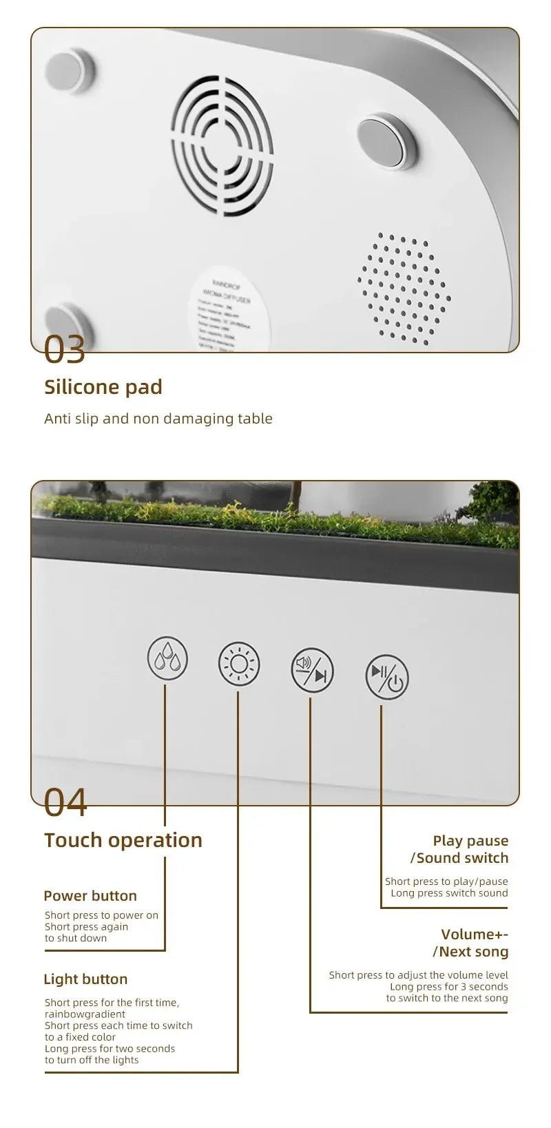 Aroma Humidifier Raindrop Air Humidifier Colorful Light White Noise Essemtial Oil Diffuser Home Ultrasonic Fragrance Diffuser - NeuroLense™
