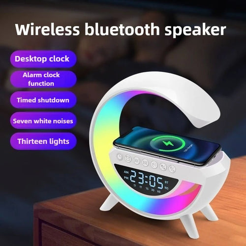 Bluetooth Speaker Colorful Ambient Light Alarm Clock Wireless Charging Night Light Multi - function Desktop Bluetooth Speaker. - NeuroLense™