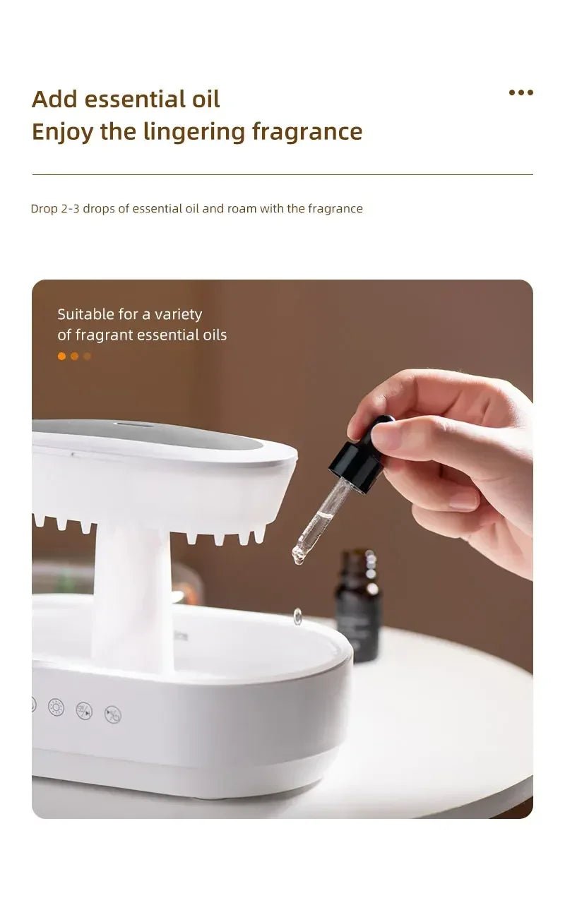Aroma Humidifier Raindrop Air Humidifier Colorful Light White Noise Essemtial Oil Diffuser Home Ultrasonic Fragrance Diffuser - NeuroLense™