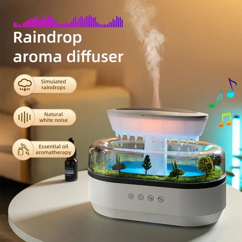 Aroma Humidifier Raindrop Air Humidifier Colorful Light White Noise Essemtial Oil Diffuser Home Ultrasonic Fragrance Diffuser - NeuroLense™