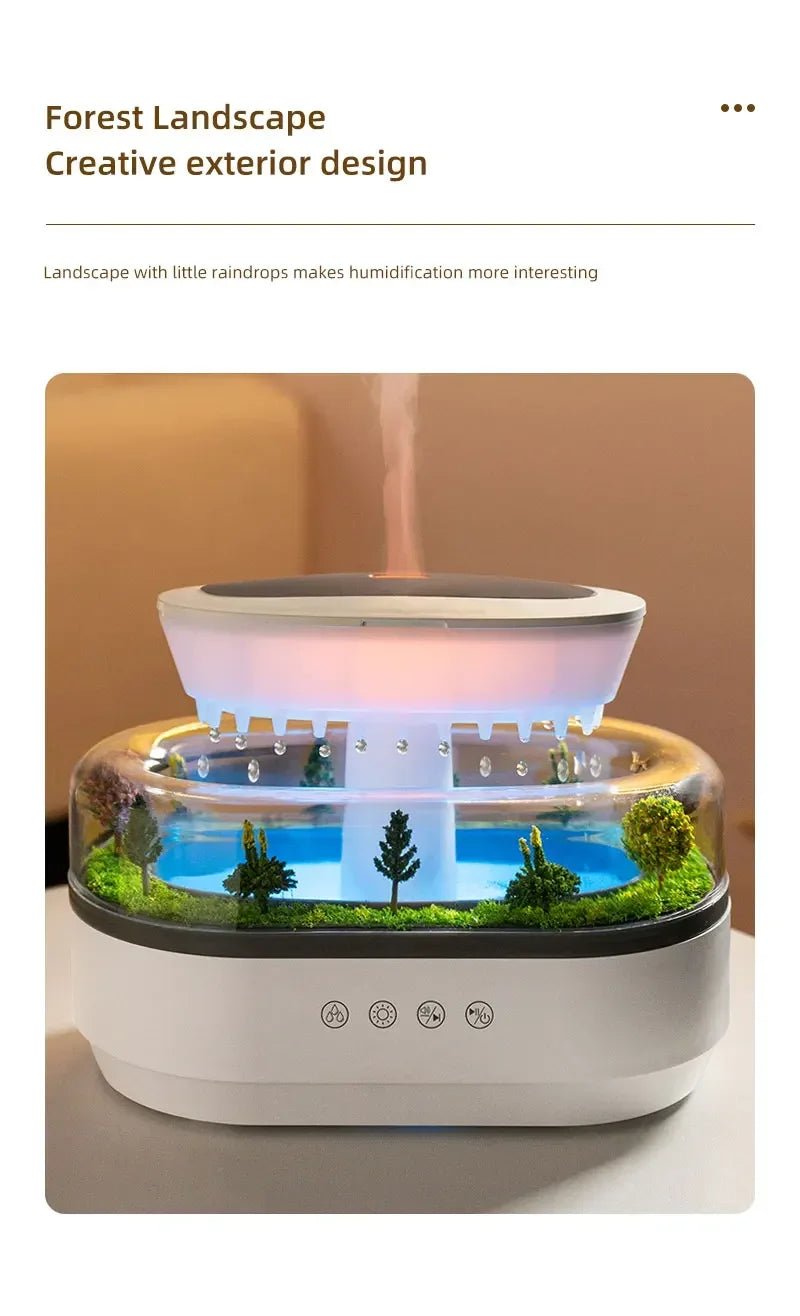 Aroma Humidifier Raindrop Air Humidifier Colorful Light White Noise Essemtial Oil Diffuser Home Ultrasonic Fragrance Diffuser - NeuroLense™