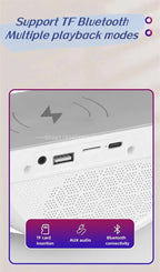 Bluetooth Speaker Colorful Ambient Light Alarm Clock Wireless Charging Night Light Multi - function Desktop Bluetooth Speaker. - NeuroLense™