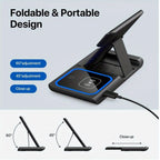 High Quality 3 in 1 Wireless Charger Portable Blue Light Indicator Fast Charging Station Foldable Charging Dock - NeuroLense™