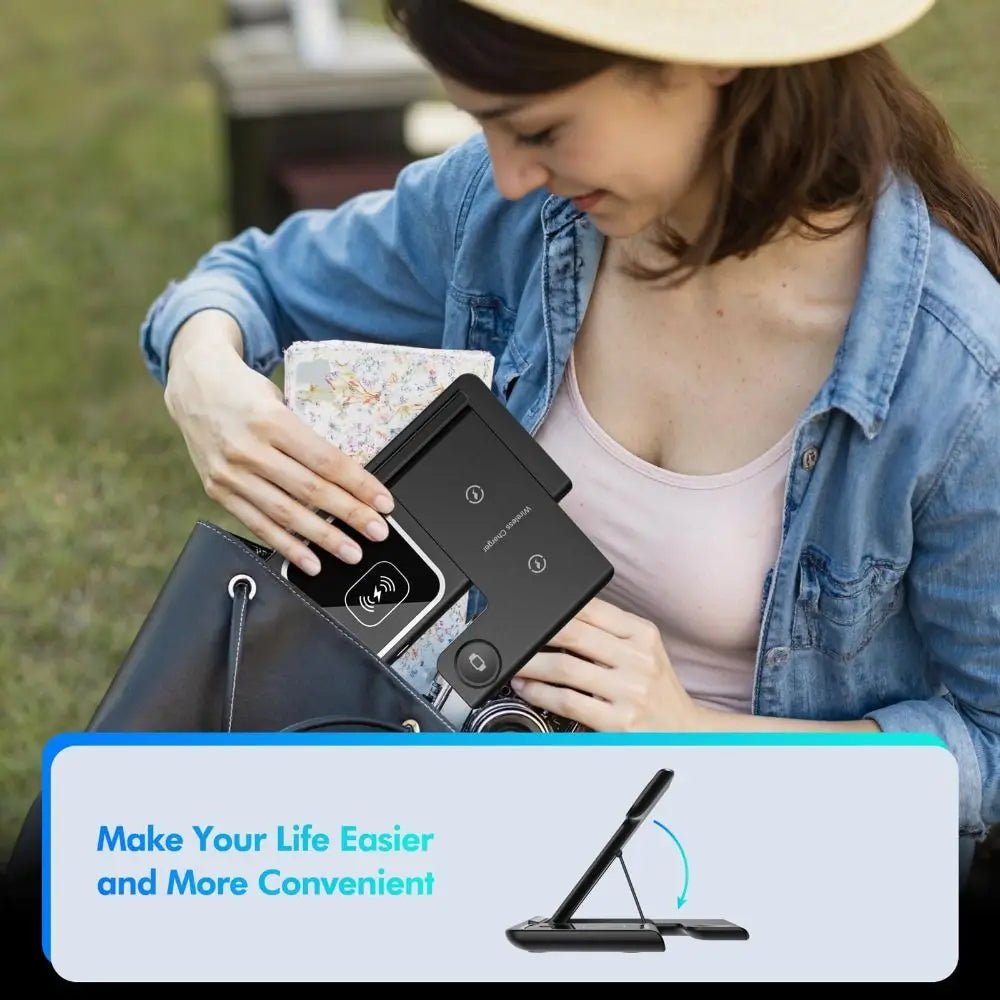 High Quality 3 in 1 Wireless Charger Portable Blue Light Indicator Fast Charging Station Foldable Charging Dock - NeuroLense™