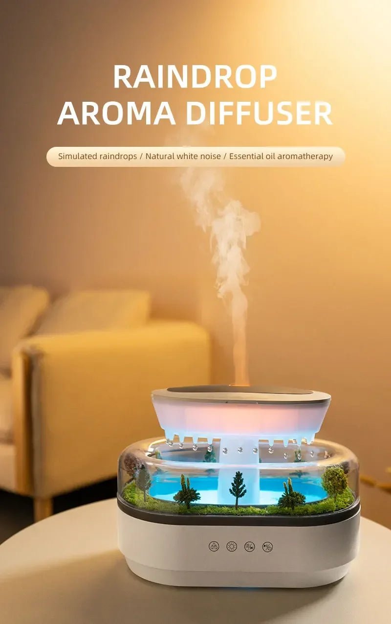 Aroma Humidifier Raindrop Air Humidifier Colorful Light White Noise Essemtial Oil Diffuser Home Ultrasonic Fragrance Diffuser - NeuroLense™