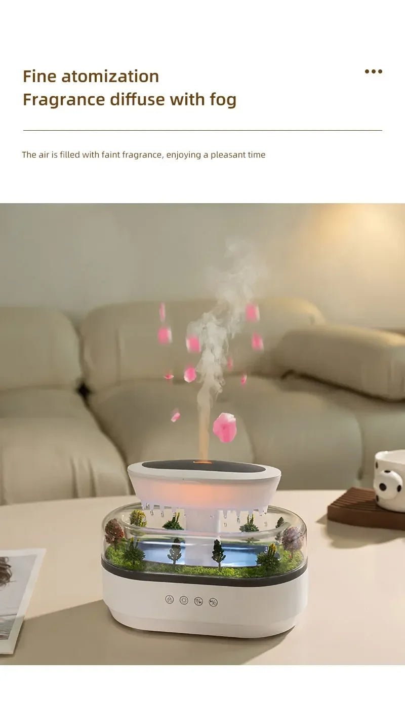 Aroma Humidifier Raindrop Air Humidifier Colorful Light White Noise Essemtial Oil Diffuser Home Ultrasonic Fragrance Diffuser - NeuroLense™